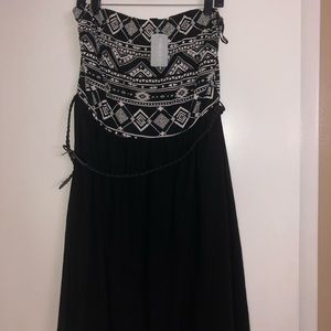 Strapless chiffon black dress